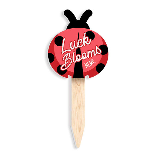 Luck Blooms Here Ladybug Shaped Garden Stake