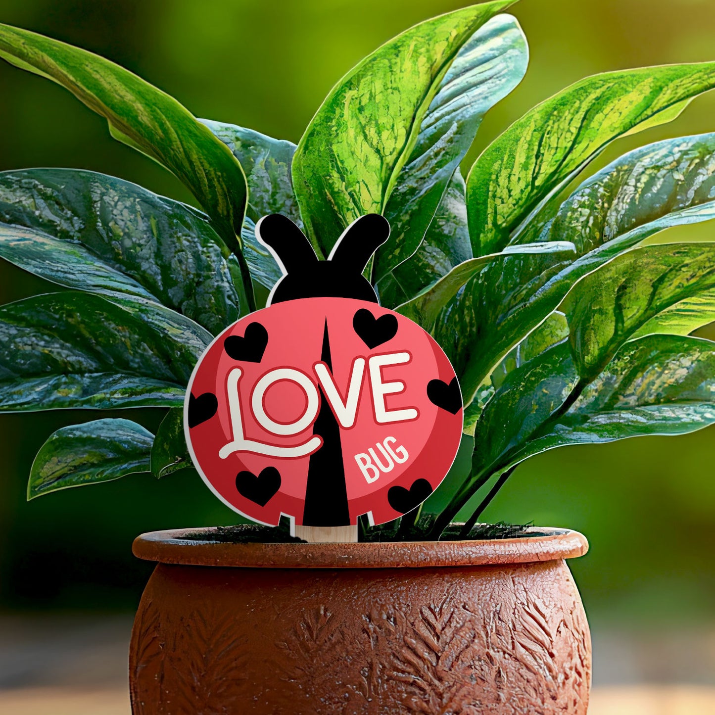Love Bug Here Ladybug Shaped Garden Stake