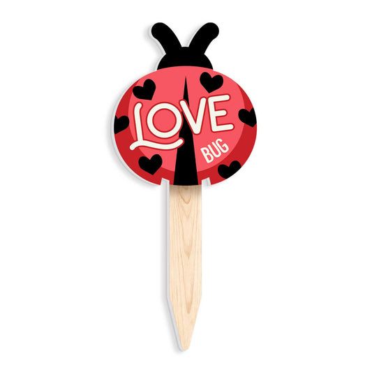 Love Bug Here Ladybug Shaped Garden Stake