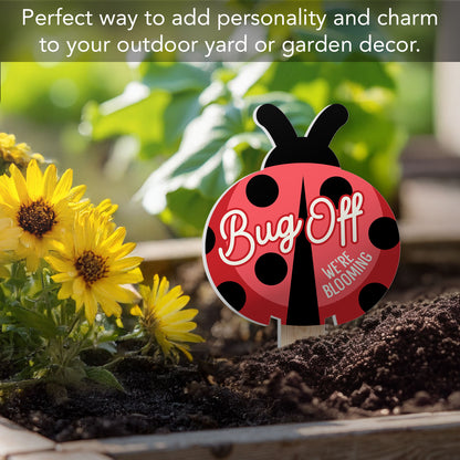 Bug Off Ladybug Shaped Garden Stake