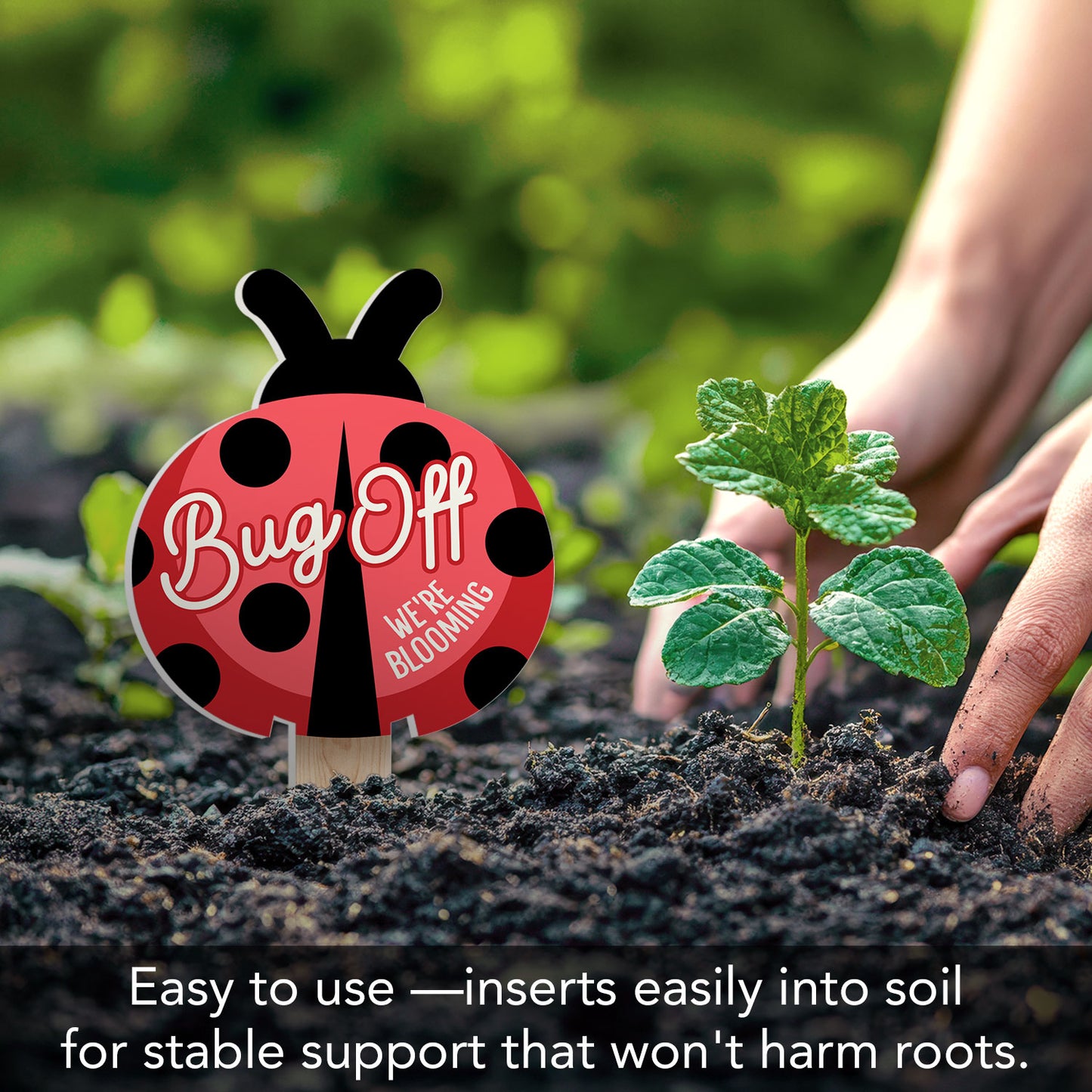Bug Off Ladybug Shaped Garden Stake