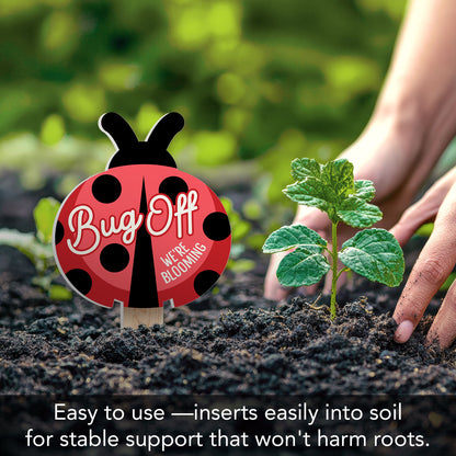 Bug Off Ladybug Shaped Garden Stake