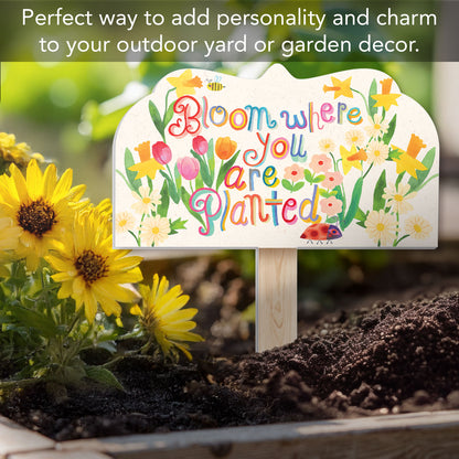 Bloom Where Planted Decorative Shaped Garden Stake