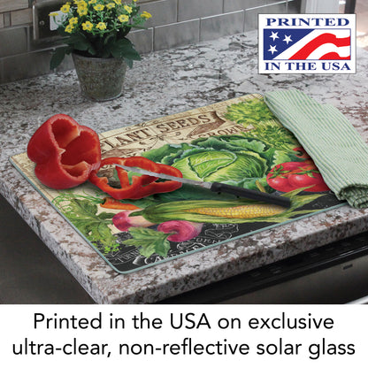 CounterArt Our Farm 3mm Tempered Glass Cutting Board 15” x 12” Manufactured in the USA