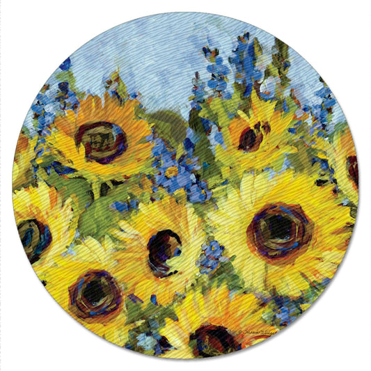 CounterArt Sunflower Gallery 4mm Tempered Glass Lazy Susan Turntable 13" Diameter