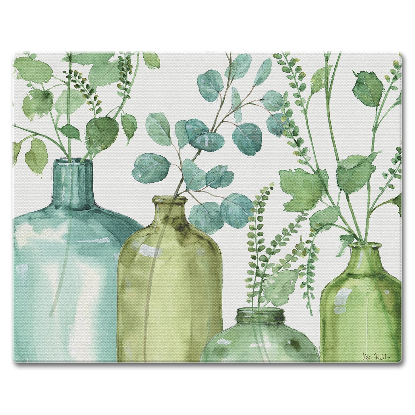 CounterArt Greenery 3mm Tempered Glass Cutting Board 15" x 12" Manufactured in the USA