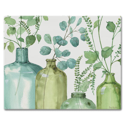 CounterArt Greenery 3mm Tempered Glass Cutting Board 15" x 12" Manufactured in the USA