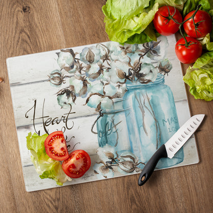 CounterArt Heart & Home 3mm Tempered Glass Cutting Board 15" x 12" Manufactured in the USA