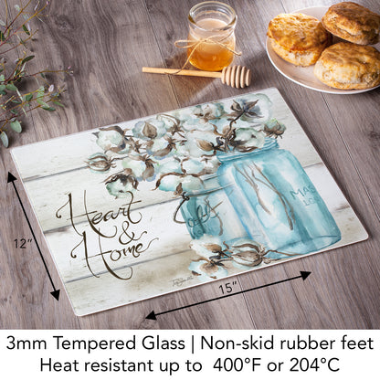 CounterArt Heart & Home 3mm Tempered Glass Cutting Board 15" x 12" Manufactured in the USA