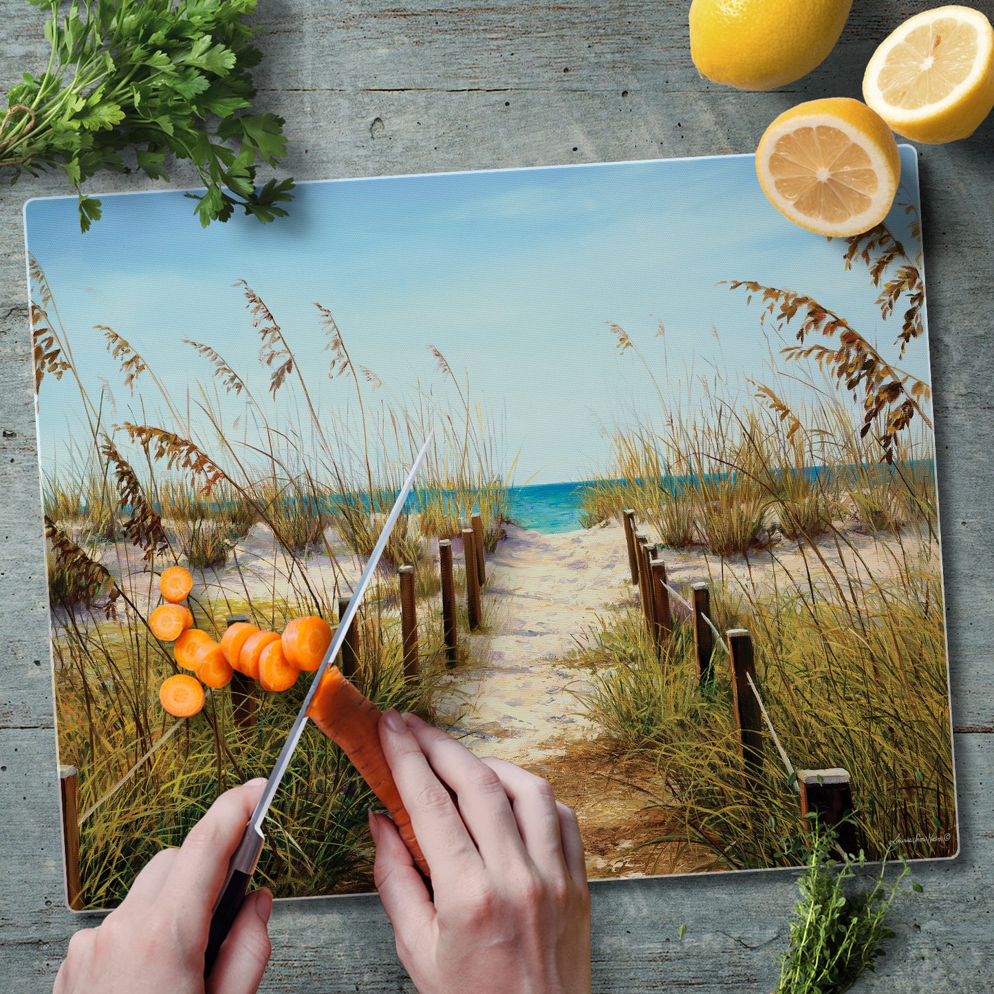CounterArt Path to the Ocean 3mm Tempered Glass Cutting Board 15” x 12” Manufactured in the USA