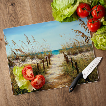 CounterArt Path to the Ocean 3mm Tempered Glass Cutting Board 15” x 12” Manufactured in the USA