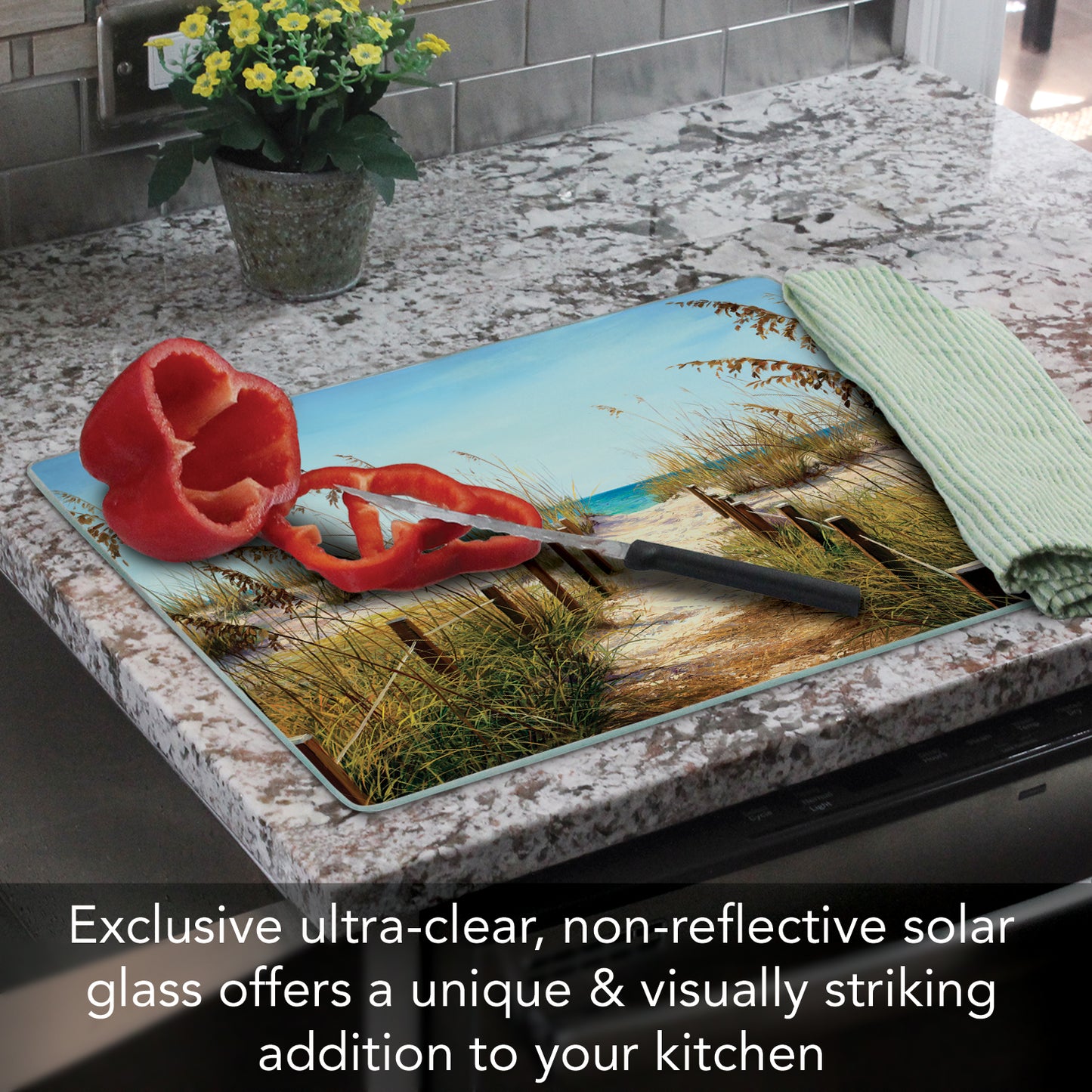 CounterArt Path to the Ocean 3mm Tempered Glass Cutting Board 15” x 12” Manufactured in the USA