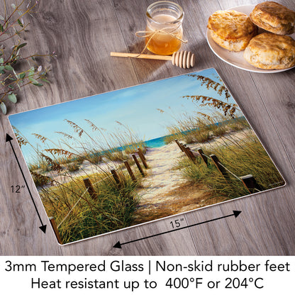CounterArt Path to the Ocean 3mm Tempered Glass Cutting Board 15” x 12” Manufactured in the USA