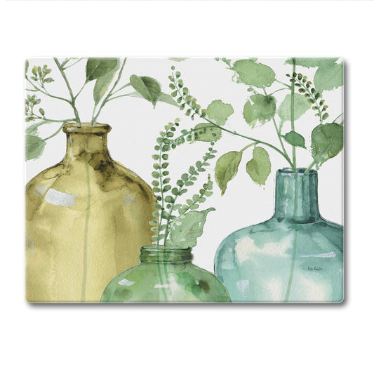 CounterArt Greenery 3mm Tempered Glass Cutting Board 10” x 8” Manufactured in the USA