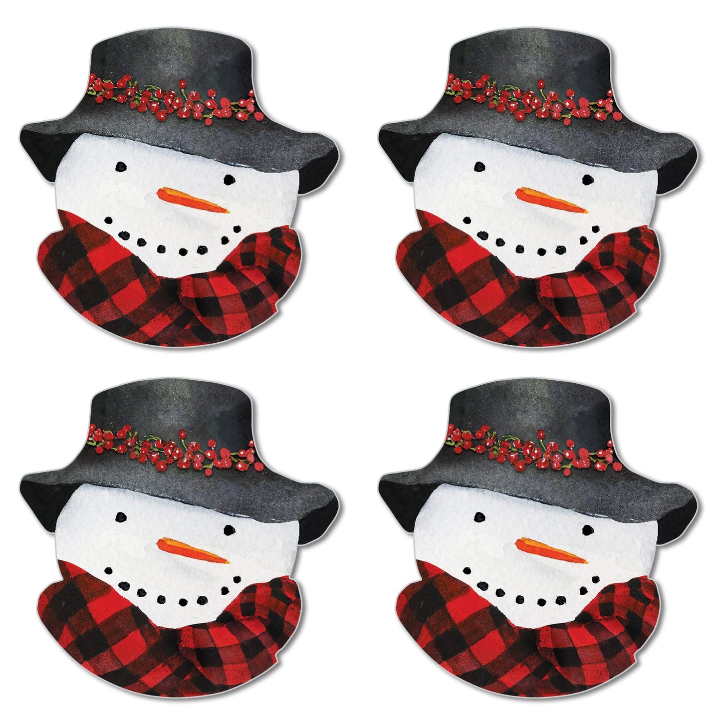 CounterArt 4 Pack Snowman Shaped Reversible Easy Care Placemats Made in the USA