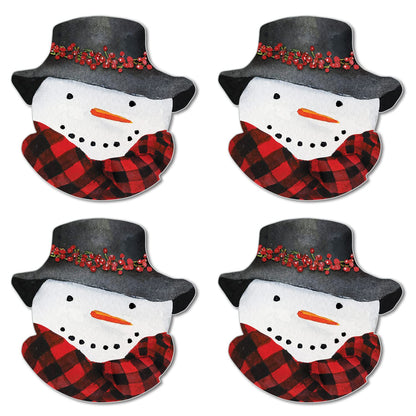 CounterArt 4 Pack Snowman Shaped Reversible Easy Care Placemats Made in the USA