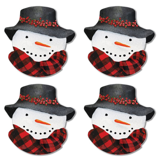 CounterArt 4 Pack Snowman Shaped Reversible Easy Care Placemats Made in the USA