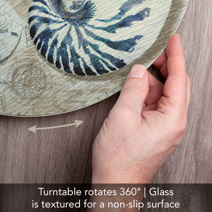 Counterart Tide Pool Shells 4mm Tempered Glass Lazy Susan Turntable 13" Diameter