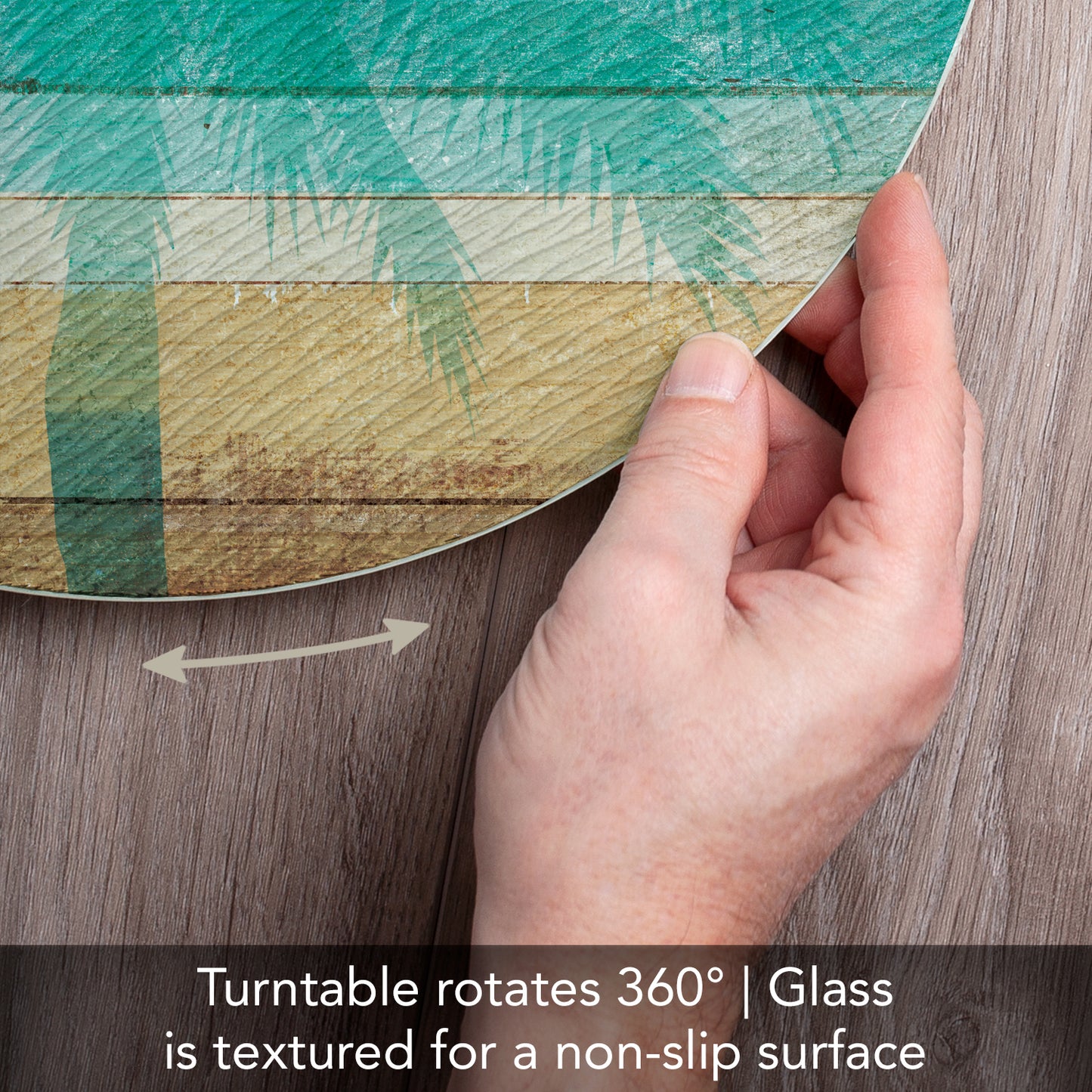 Counterart Beachscapes 4mm Tempered Glass Lazy Susan Turntable 13" Diameter