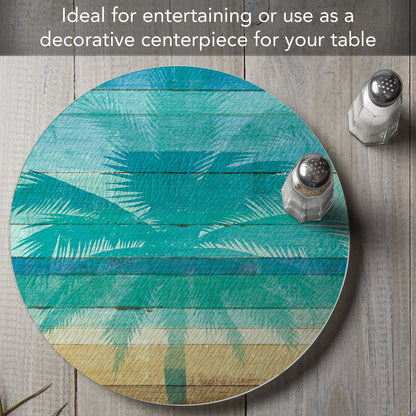 Counterart Beachscapes 4mm Tempered Glass Lazy Susan Turntable 13" Diameter