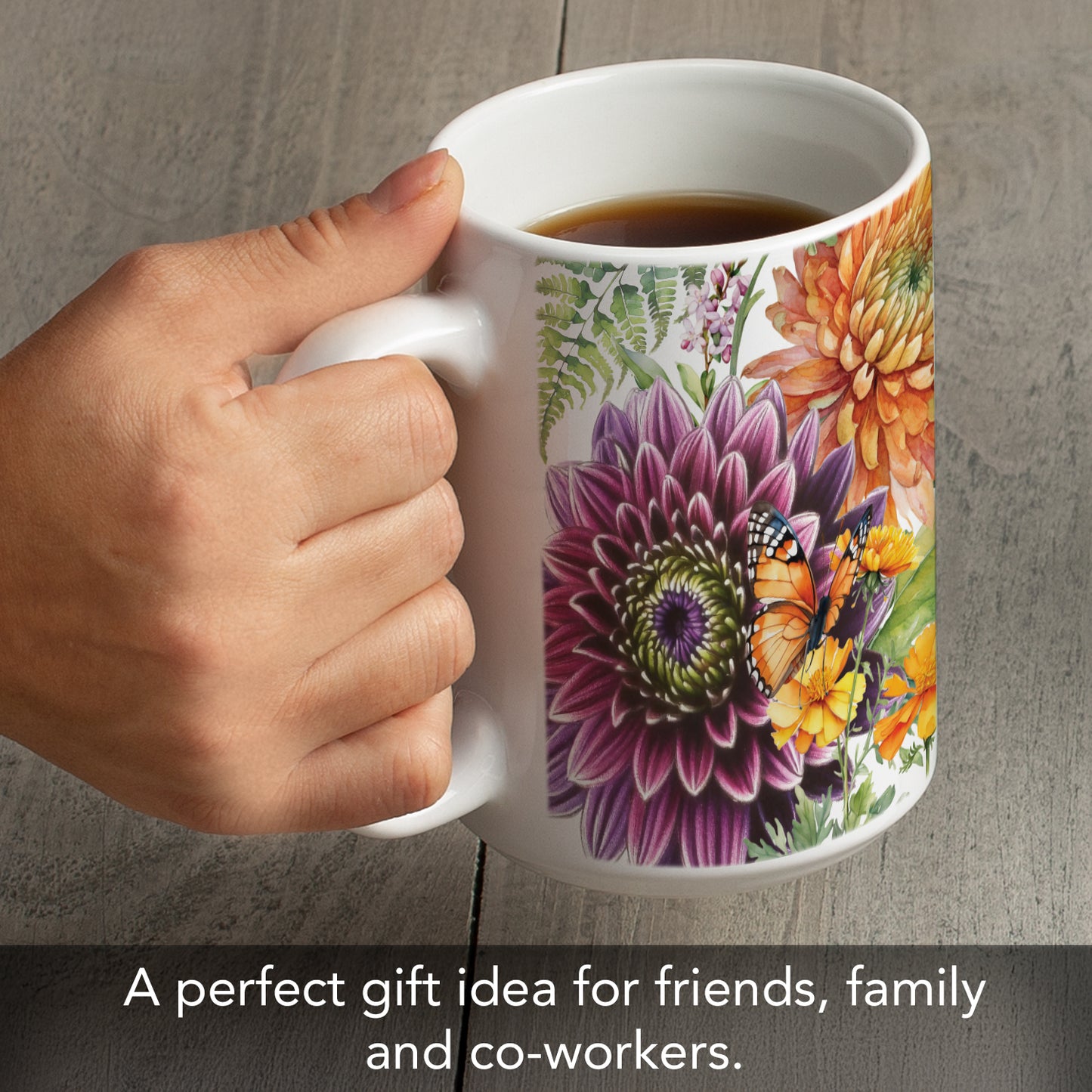 Highland Home Botanica Large Decorative Ceramic Mug 15 oz. Manufactured in the USA