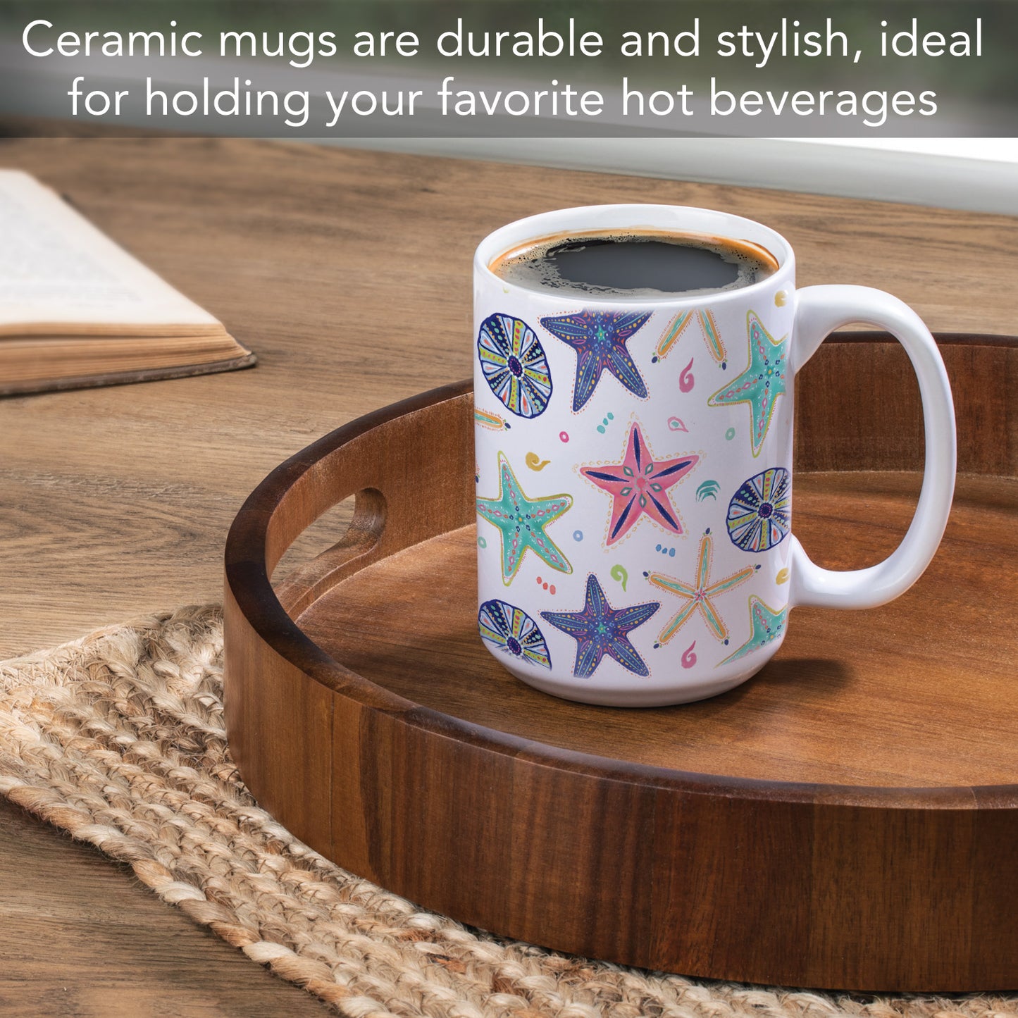 Highland Home Along The Coast Large Decorative Ceramic Mug 15 oz. Manufactured in the USA