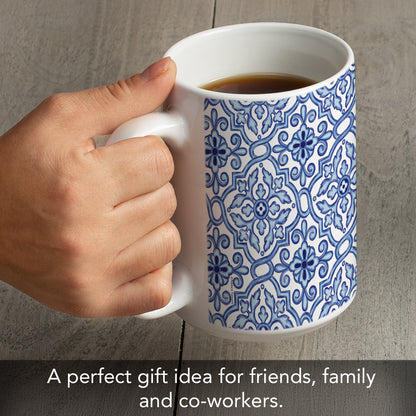 Highland Home Verandah Large Decorative Ceramic Mug 15 oz. Manufactured in the USA