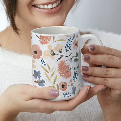 Highland Home Meadow Large Decorative Ceramic Mug 15 oz. Manufactured in the USA