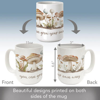Highland Home Grow Your Own Way Large Decorative Ceramic Mug 15 oz. Manufactured in the USA