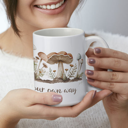 Highland Home Grow Your Own Way Large Decorative Ceramic Mug 15 oz. Manufactured in the USA