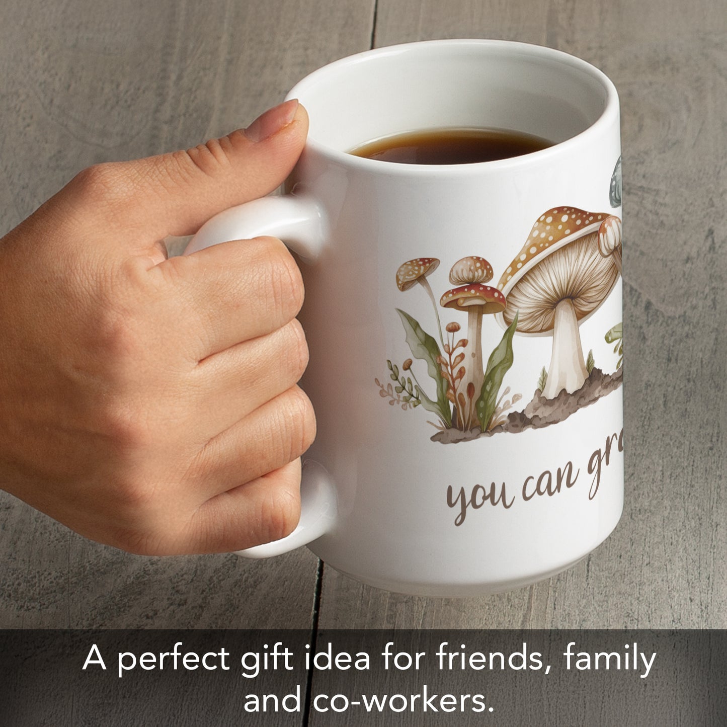 Highland Home Grow Your Own Way Large Decorative Ceramic Mug 15 oz. Manufactured in the USA