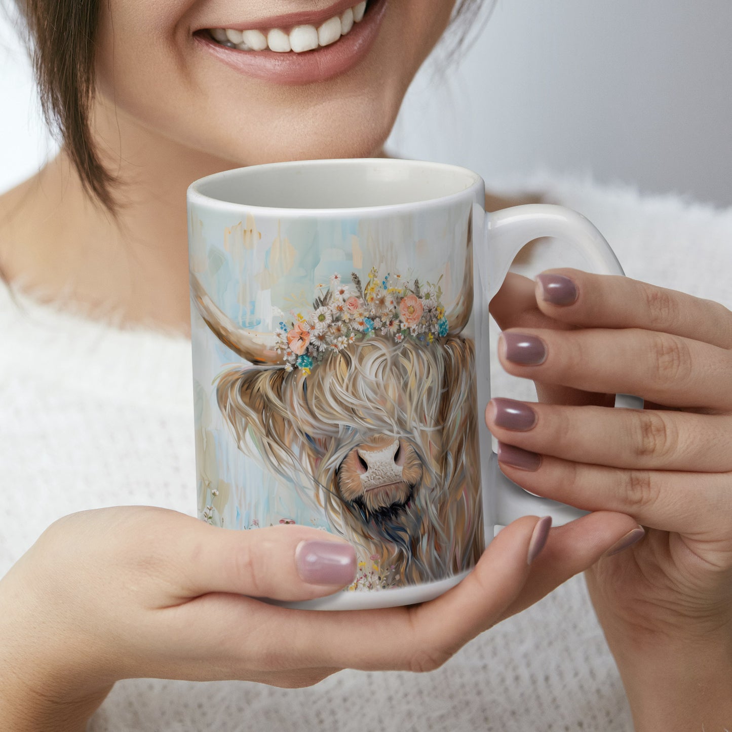 Highland Beauty Large Decorative Ceramic Mug 15 oz. Manufactured in the USA