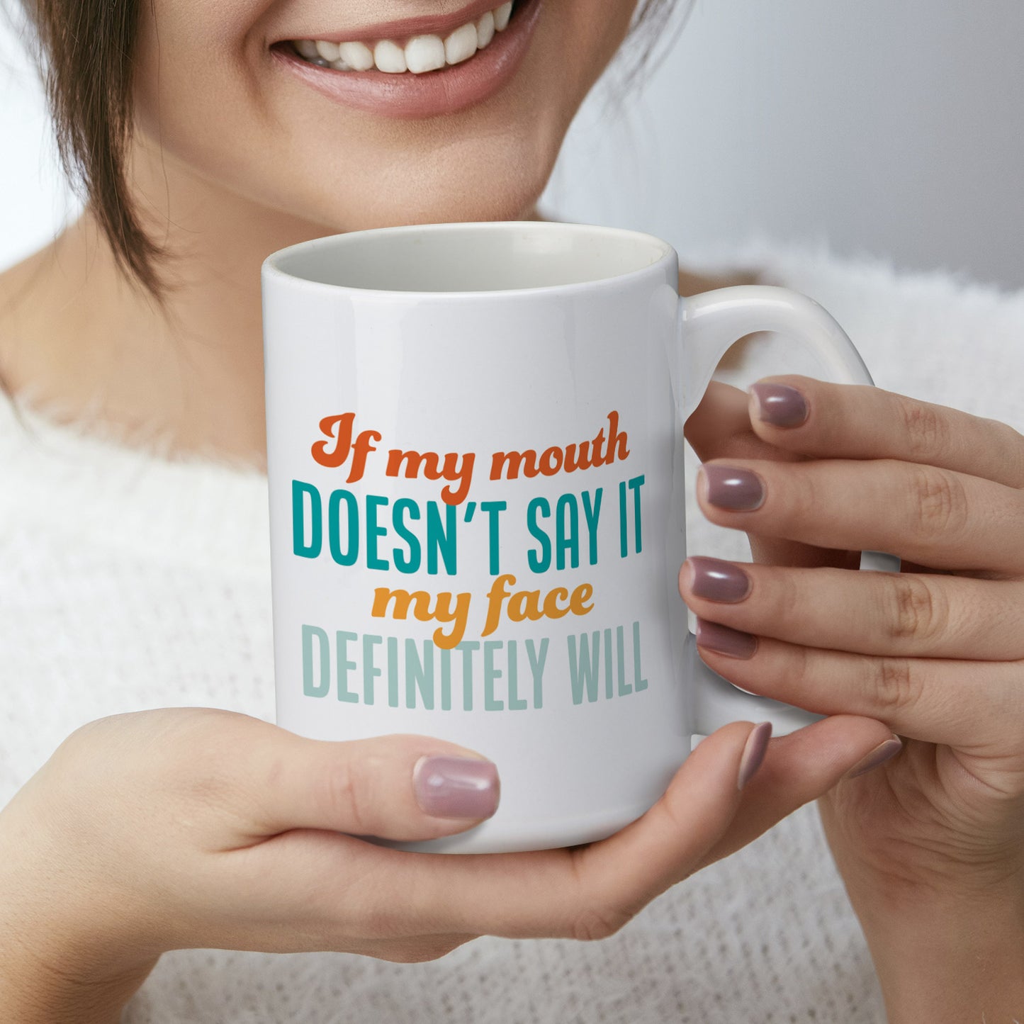 Face Says It All Large Decorative Ceramic Mug 15 oz. Manufactured in the USA