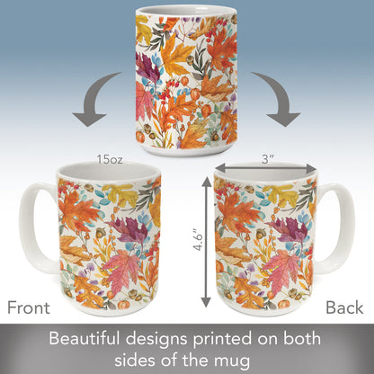 Highland Home Colorful Autumn Large Decorative Ceramic Mug 15 oz. Manufactured in the USA
