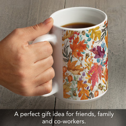 Highland Home Colorful Autumn Large Decorative Ceramic Mug 15 oz. Manufactured in the USA