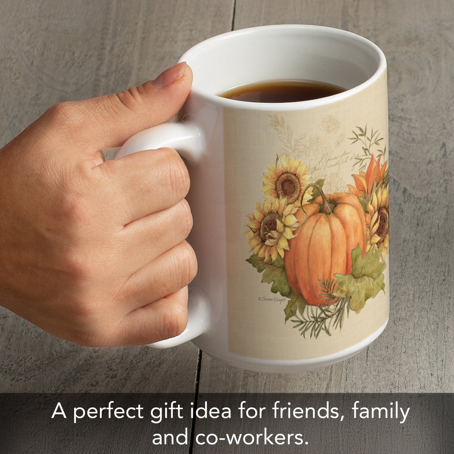 Highland Home Harvest Fields Large Decorative Ceramic Mug 15 oz. Manufactured in the USA