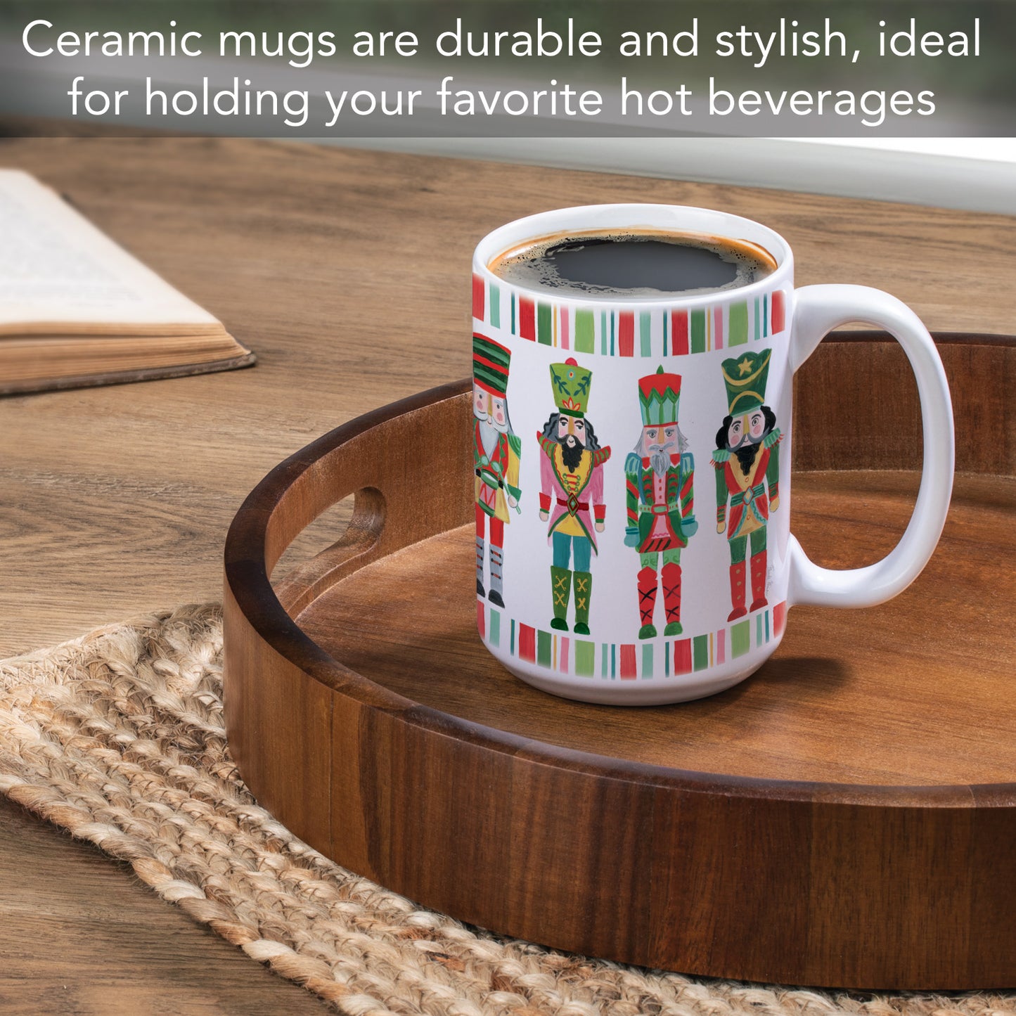 Highland Home Holiday Nutcracker Large Decorative Ceramic Mug 15 oz. Manufactured in the USA