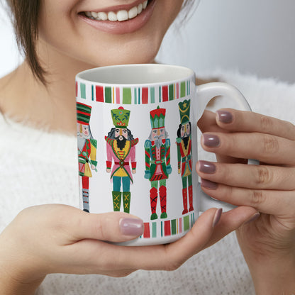Highland Home Holiday Nutcracker Large Decorative Ceramic Mug 15 oz. Manufactured in the USA