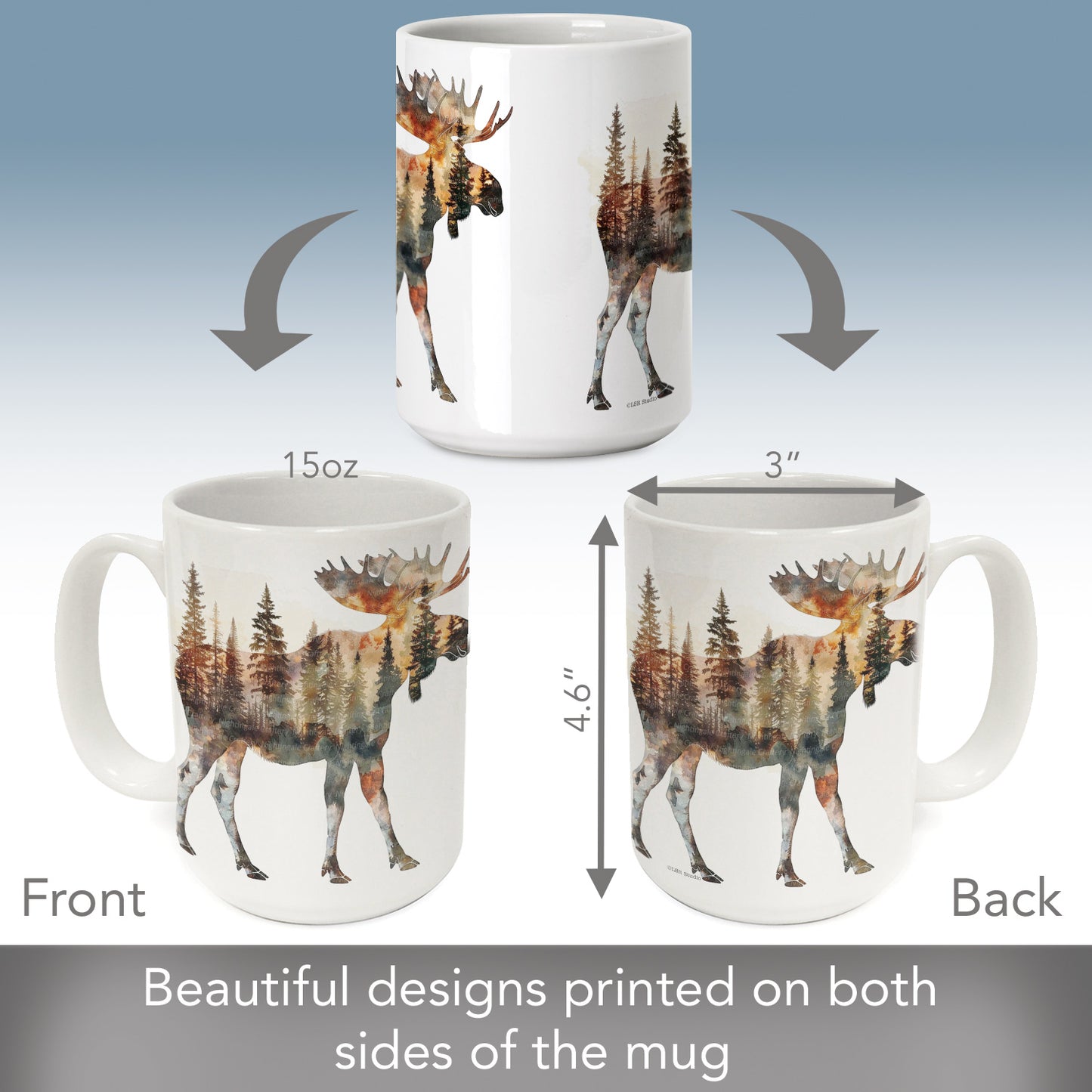 Highland Home Moose Silhouette Large Decorative Ceramic Mug 15 oz. Manufactured in the USA