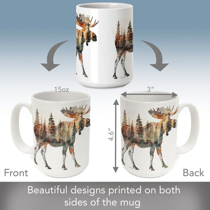 Highland Home Moose Silhouette Large Decorative Ceramic Mug 15 oz. Manufactured in the USA