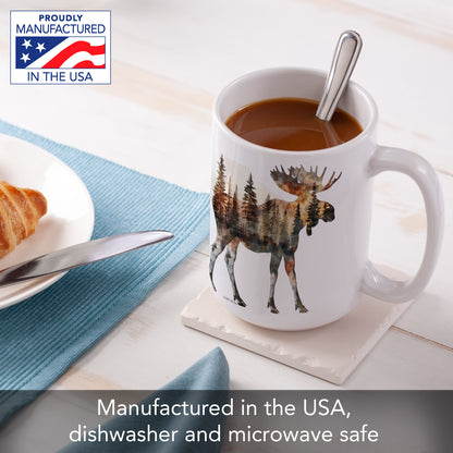 Highland Home Moose Silhouette Large Decorative Ceramic Mug 15 oz. Manufactured in the USA