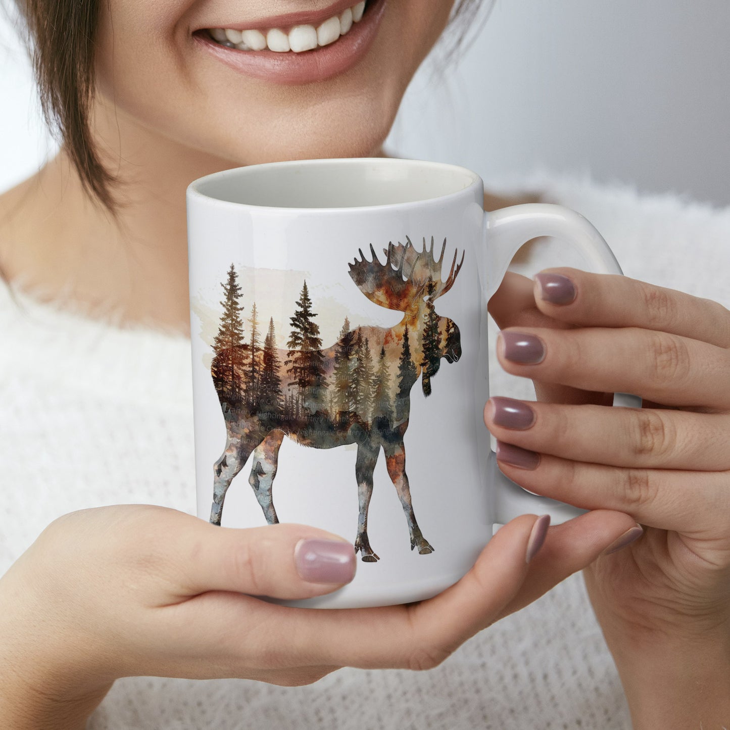 Highland Home Moose Silhouette Large Decorative Ceramic Mug 15 oz. Manufactured in the USA