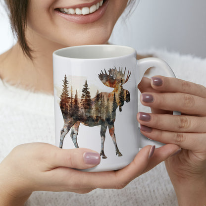 Highland Home Moose Silhouette Large Decorative Ceramic Mug 15 oz. Manufactured in the USA