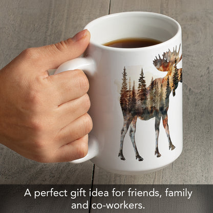 Highland Home Moose Silhouette Large Decorative Ceramic Mug 15 oz. Manufactured in the USA