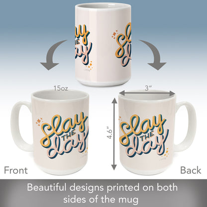 Highland Home Slay The Day 15 oz. Ceramic Mug Manufactured in the USA Dishwasher Safe Microwave Safe