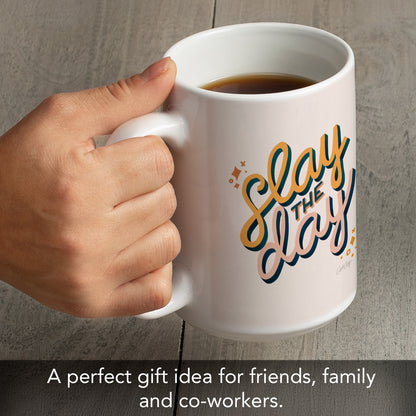Highland Home Slay The Day 15 oz. Ceramic Mug Manufactured in the USA Dishwasher Safe Microwave Safe