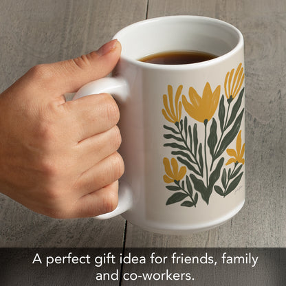 Highland Home Yellow Petals 15 oz. Ceramic Mug Manufactured in the USA Dishwasher Safe Microwave Safe