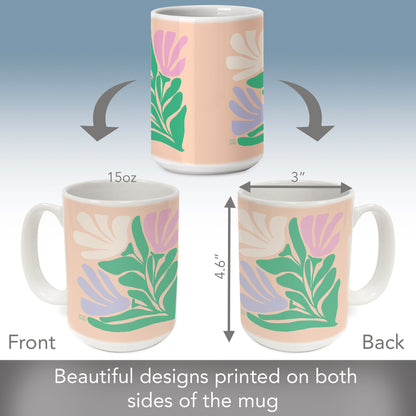 Highland Home Funky Flowers 15 oz. Ceramic Mug Manufactured in the USA Dishwasher Safe Microwave Safe