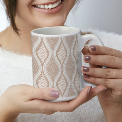 Highland Home Mocha Leaves 15 oz. Ceramic Mug Manufactured in the USA Dishwasher Safe Microwave Safe