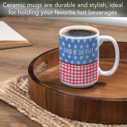 Highland Home Americana Style 15 oz. Ceramic Mug Manufactured in the USA